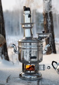 Турецький самовар похідний на 4 л, з краном, самовар на дровах, самовар дорожній жаровий, нерж.