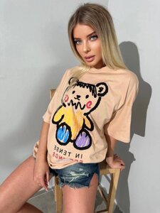 Жіноча модна футболка з принтом ведмедика в Дніпропетровській області от компании сom.mode