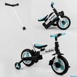 Дитячий велосипед-трансформер-беговел Best Trike колеса PU 10”батьківська ручка, знімні педалі, в коробці