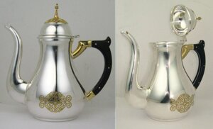 Чайник для теплоти латунний в срібленні з фрагментарною позолотою - 2.7.1428лф