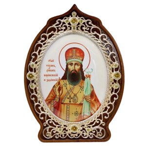 Ікона православна настільна латунна Святий Тихон арт. 2.78.09037л