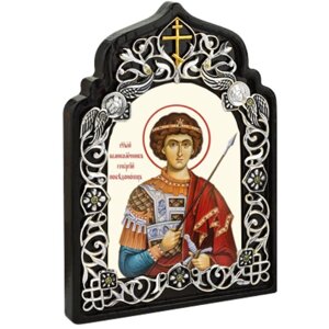 Ікона православна настільна срібна Георгій Побідоносець - 2.78.0806