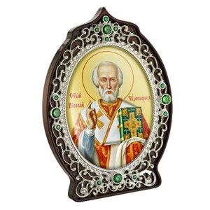 Ікона православна настільна срібна Святий Миколай Чудотворець - 2.78.0905
