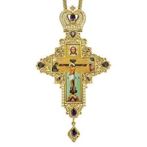 Крест для священника латунный позолоченный с цепью арт. 2.10.0078лп-2^1лп