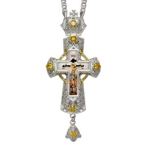 Хрест для священика латунний з принтом і ланцюгом - 2.10.0178л-2^1л