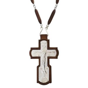 Хрест латунний в дерев'яному обрамленні і ланцюгом - 2.10.0227л^91д