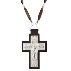 Хрест латунний в дерев'яному обрамленні і ланцюгом - 2.10.0230л^91д