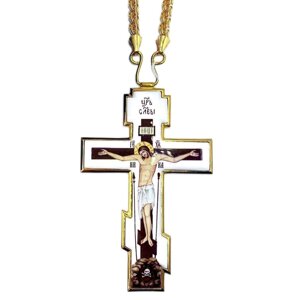 Хрест латунний в позолоті з деколью і з ланцюгом Родинні Коштовності - 2.10.0403лп-2^1лп
