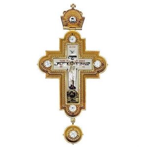 Хрест латунний в позолоті з литним розп'яттям і вставками - 2.10.0249лп