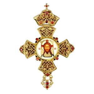 Хрест латунний у позолоті з принтом - 2.10.0190лп-2