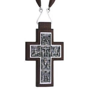 Хрест срібний в дерев'яному обрамленні і ланцюгом - 2.10.0228^91д