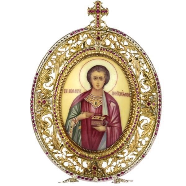 Ікона срібна настільна святого великомученика і цілителя Пантелеймона - 2.78.0116 - розпродаж