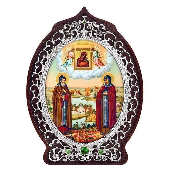 Ікона срібна на дереві Петро і Февронія - 2.78.0564 - характеристики
