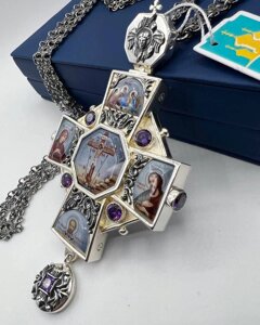 Хрест для священика з латуні в срібненні з ланцюгом - 2.10.0411лр-2^41лр