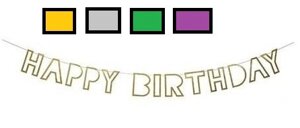 Гірлянда-розтяжка паперова для Дня Народження стрічка Happy Birthday 4 кольори Сріблястий