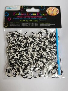 Гумки для плетіння браслетів чорно-білі 200шт