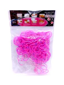 Гумки для плетіння браслетів рожево-фіолетові 200 шт.