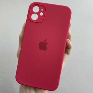 Чохол для Apple iPhone 11 чохол із квадратними гранями із захистом камери на телефон айфон 11 бордовий p4q