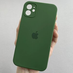 Чохол для Apple iPhone 11 чохол із квадратними гранями із захистом камери на телефон айфон 11 темно-зелений p4q