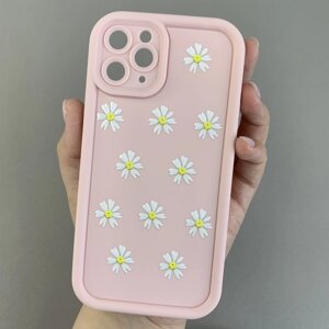 Чохол для Apple iPhone 11 Pro чохол з високими бортами з ромашками на айфон 11 про рожевий q05j
