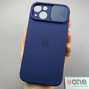 Чохол для Apple iPhone 13 матовий з мікрофіброю із шторкою чохол на телефон айфон 13 темно-синій f7r