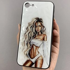 Чохол для Apple iPhone 7 Ladies з 3д ефектом з принтом дівчини чохол на телефон айфон 7 білий