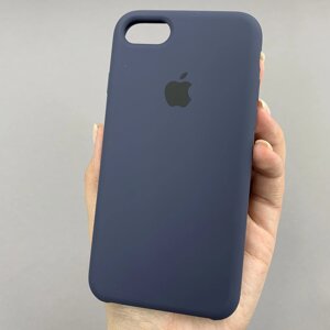 Чохол для Apple iPhone 7 силіконовий кейс з мікрофіброю на телефон айфон 7 темно-синій slk