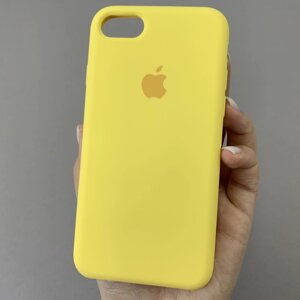 Чохол для Apple iPhone 8 силіконовий кейс з мікрофіброю на телефон айфон 8 жовтий slk