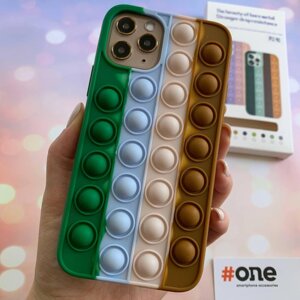 Чохол для iPhone 11 Pro Pop it антистрес силіконовий чохол поп іт на айфон 11 про зелений коричневий ORG 1