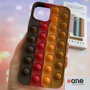 Чохол для iPhone 12 Pro Pop it антистрес силіконовий чохол поп іт на айфон 12 про коричневий ORG 9