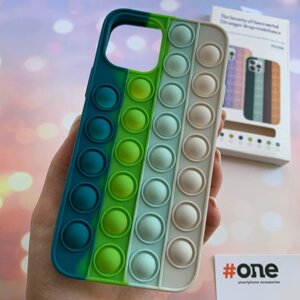 Чохол для iPhone 12 Pro Pop it антистрес силіконовий чохол поп іт на айфон 12 про зелений білий ORG 2