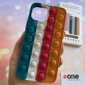 Чохол для iPhone 12 Pro Pop it антистрес силіконовий чохол поп іт на айфон 12 про зелений помаранчевий ORG 3