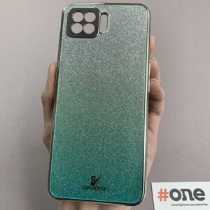 Чохол для Oppo А73 скляний чохол із блискітками на телефон оппо а73 бірюзовий q9u