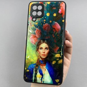 Чохол для Samsung Galaxy A12 Ladies дівчинка з півонії чохол на телефон самсунг а12 чорний