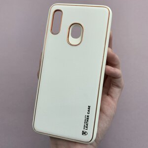 Чохол для Samsung Galaxy A20 шкіряний чохол на телефон самсунг а20 білий u9h