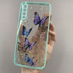 Чохол для Samsung Galaxy A50s чохол з метеликами із захистом камери на телефон самсунг а50с бірюзовий a0i