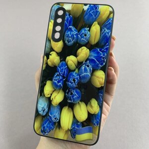 Чохол для Samsung Galaxy A50s чохол з тюльпанами із захистом камери на телефон самсунг а50с чорний q7k