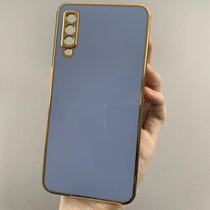 Чохол для Samsung Galaxy A7 2018 A750 чохол із золотою окантовкою на телефон самсунг а750 синій h7y