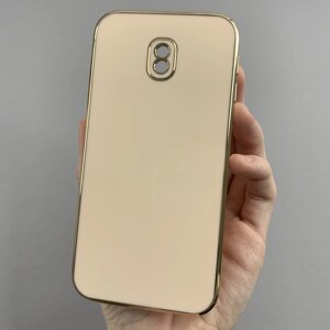 Чохол для Samsung Galaxy J3 2017 J330 чохол із золотою окантовкою на телефон самсунг дж330 пудровий h7y