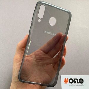 Чохол для Samsung Galaxy M30 силіконовий з логотипом чохол на телефон самсунг м30 прозорий сірий TLG