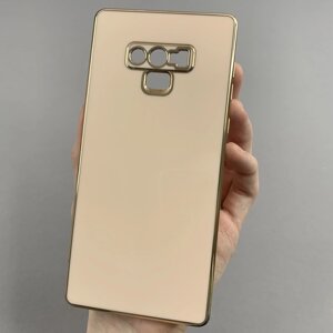 Чохол для Samsung Galaxy Note 9 чохол із золотою окантовкою на телефон самсунг нот 9 пудровий h7y