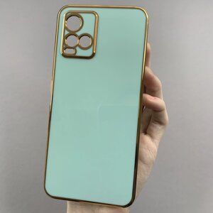 Чохол для Vivo Y21s чохол із золотою окантовкою на телефон віво у21с бірюзовий h7y