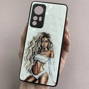 Чохол для Xiaomi 12 Ladies з 3д ефектом з дівчинкою захистом для камери чохол на телефон сяомі 12 білий