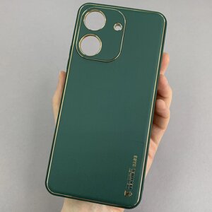 Чохол для Xiaomi Poco C65 шкіряний матовий чохол на телефон сяомі поко с65 темно-зелений u9h