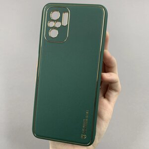 Чохол для Xiaomi Poco M5s шкіряний матовий чохол на телефон сяомі поко м5с темно-зелений u9h