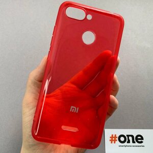 Чохол для Xiaomi Redmi 6 силіконовий з логотипом чохол на телефон сяомі редмі 6 прозорий червоний TLG