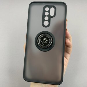 Чохол для Xiaomi Redmi 9 чохол з кільцем підставкою на телефон сяомі редмі 9 чорний t8b