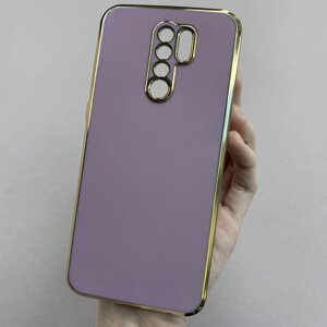 Чохол для Xiaomi Redmi 9 чохол із золотою окантовкою на телефон сяомі редмі 9 чорничний h7y