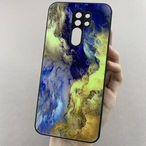 Чохол для Xiaomi Redmi 9 мармуровий чохол із захистом камери на телефон сяомі редмі 9 чорний q7k