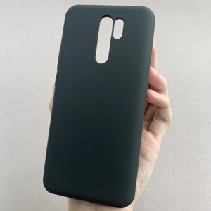 Чохол для Xiaomi Redmi 9 силікон кейс чохол з мікрофіброю на телефон сяомі редмі 9 чорний r4e